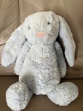 Little Jellycat Bashful Blue Bunny Rabbit Rattle Plush Soft Toy 12”